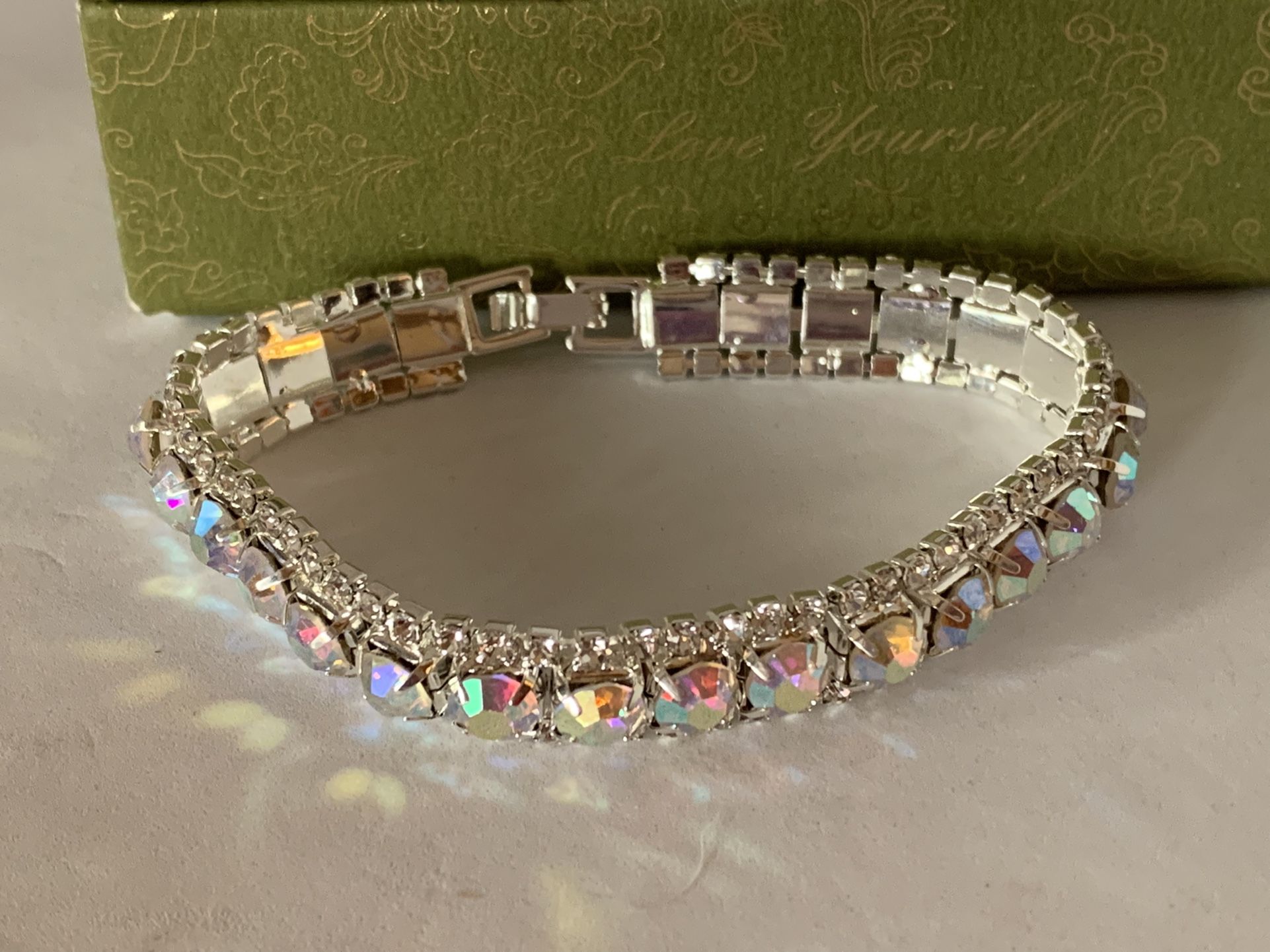 AB Bling Bracelet With Some Bling Hoop Earrings $12 Each Or $20 For Both