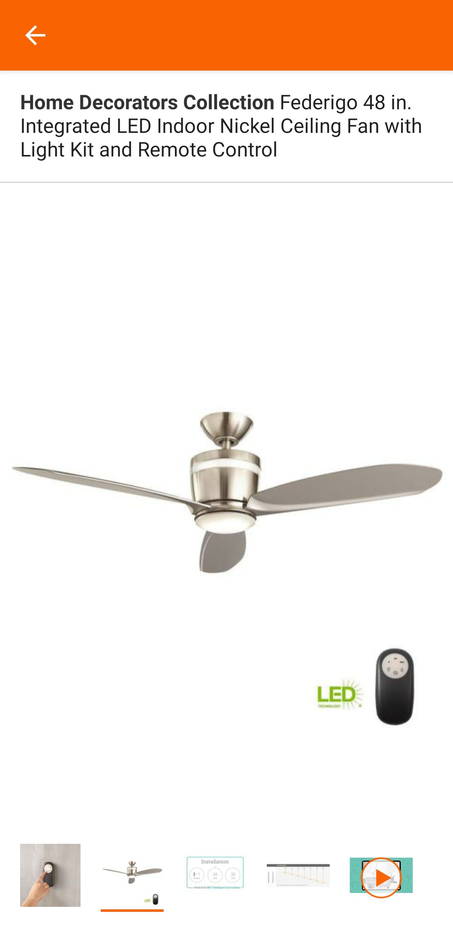 Home Decorators Collection Federigo 48 in. Integrated LED Indoor Nickel Ceiling Fan with Light Kit and Remote Control
