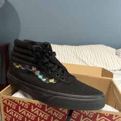 New Vans Ward Iridescent Checkered Hi Top Skate Shoes. 