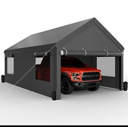   10x20 Heavy Duty Carport Canopy - Extra Large Portable Car Tent Garage with Roll-up Windows and All-Season Tarp Cover,Removable Roof &Side Walls 