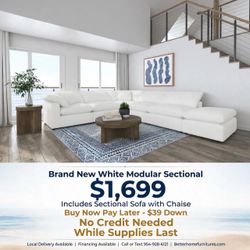 White Modular Sectional Sofa with Chaise