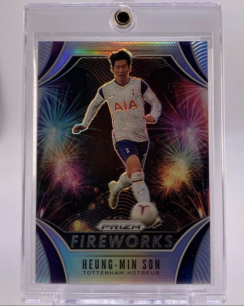 2020-21 Panini Prizm English Premier League Fireworks #11 Heung Min Son Silver Prizm