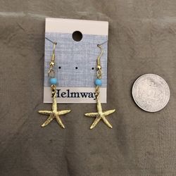 Gold Plated Starfish Dangle Earrings 
