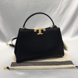 Tory Burch Eleanor Spazzolato Satchel Bag Black