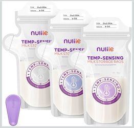 Temp sensing breast milk storage bags