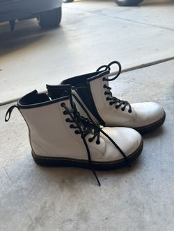 Doc Martin Side Zip White Boots 3Y