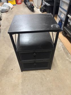 Black Metal Nightstand with Two Drawers