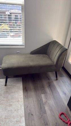 Modern Olive Green Velvet Chaise Lounge Chair