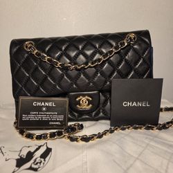 Chanel Small Classic Double Flap Bag Black Lambskin Gold Hardware