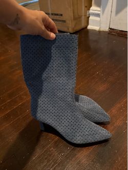 Perforated suede ankle boots