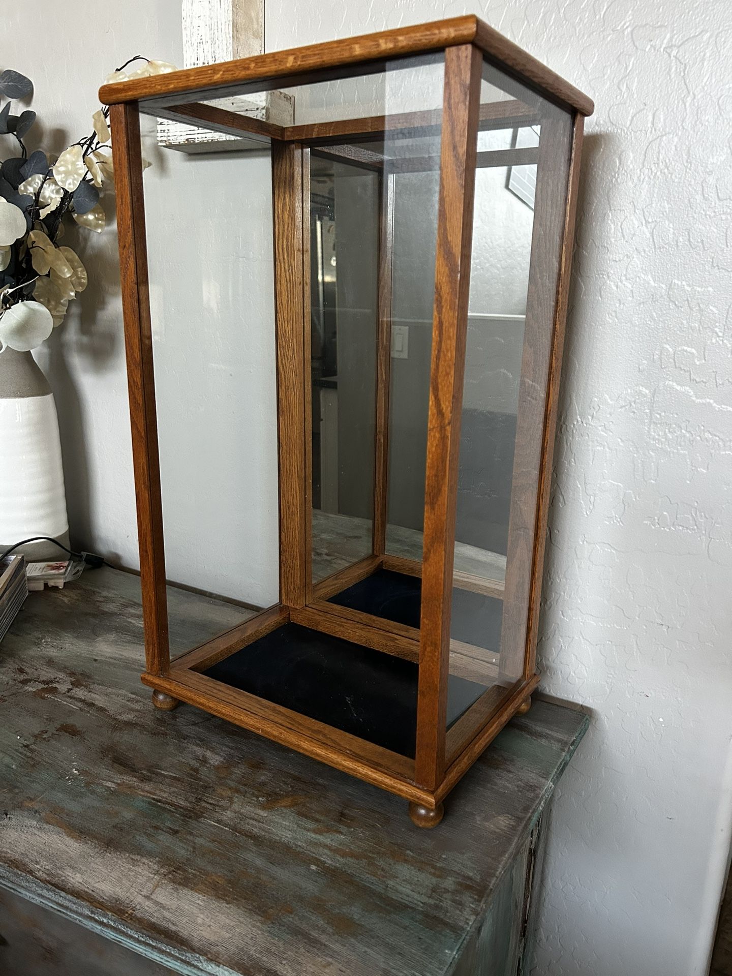 Wood & Glass w/ Mirrored Back Display Case