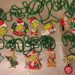 Green Beads Chain w/Grinch Charms 
