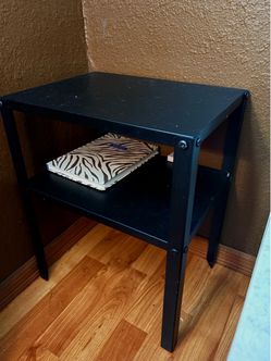 Black Metal Side Table with Bottom Shelf
