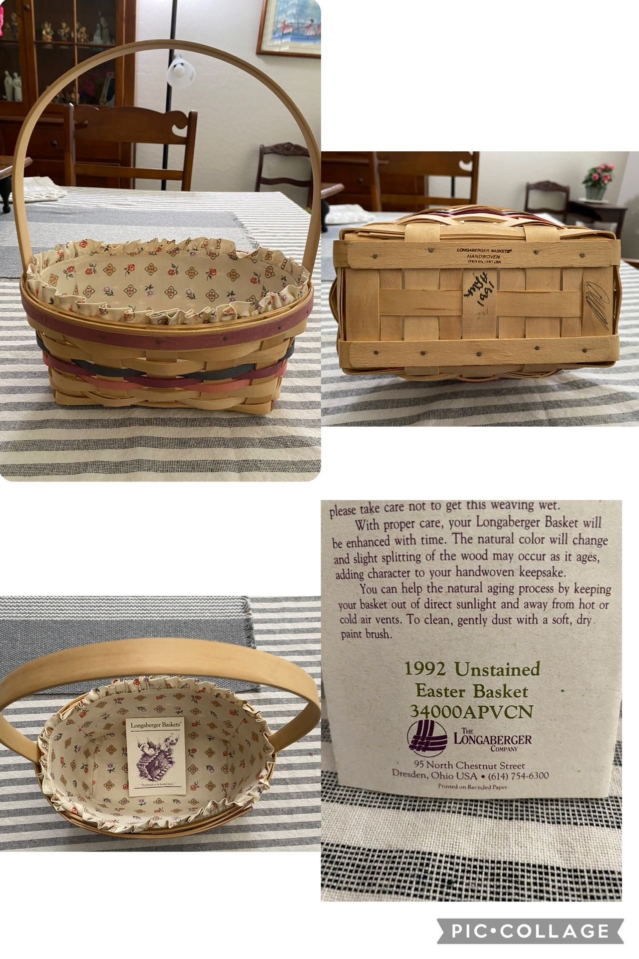 Longaberger 1992 Unstained Easter Basket