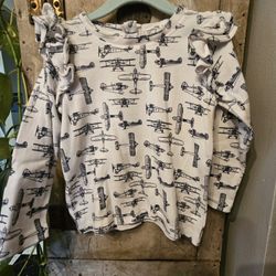 Kate Quinn Ruffle Long Sleeve Vintage Airplane Shirt