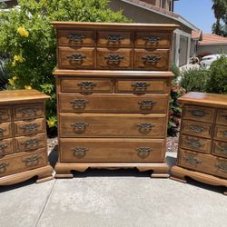 Solid Wood Dresser Chest Of Drawers and Nightstand Furniture Set USA MADE 