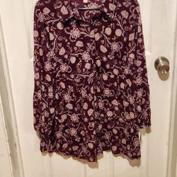 NEW Style & Co Long Sleeve Blouse.  Beautiful, button-down shirt with 3/4 sleeves.  Size 0X.   From a clean and smoke-free household.  Shipping or Pic