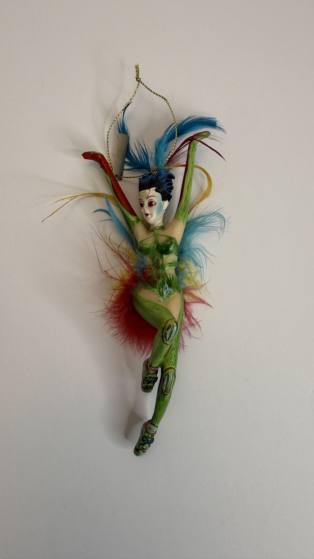 Cirque du Soleil Giftcraft Ornament Green Dancer w/ Feathers Box Rare