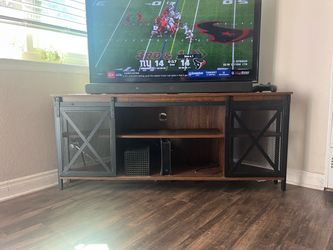 Industrial TV Stand with Sliding Mesh Doors fits in corners