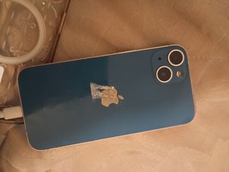 Apple iPhone Blue – Damaged Back Glass Apple iPhone Blue – works good battery just swollen the back is kinda off just needs fixing