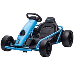 Aosom 24V Drift Ride On Racing Go Kart with 2 Speeds, 45.25" x 30.25" x 21.25", Blue, 370-303V80PK