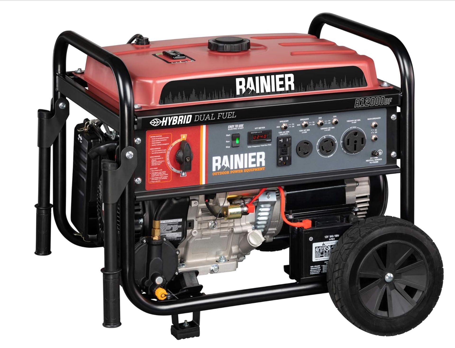 Ranier R12000DF Dual Fuel Portable Generator With Electric Start