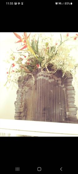 Custom Contemporary Ceramic Vase With Silk Flowers. 