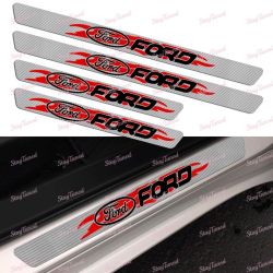 4PCS Carbon Fiber Car Door Scuff Sill Cover Panel Step Protector For Ford New -(3-SDSR-FORD-SL