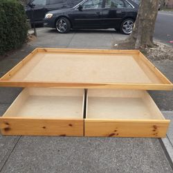 Full Size Wood Bed Frame With storage Like New
