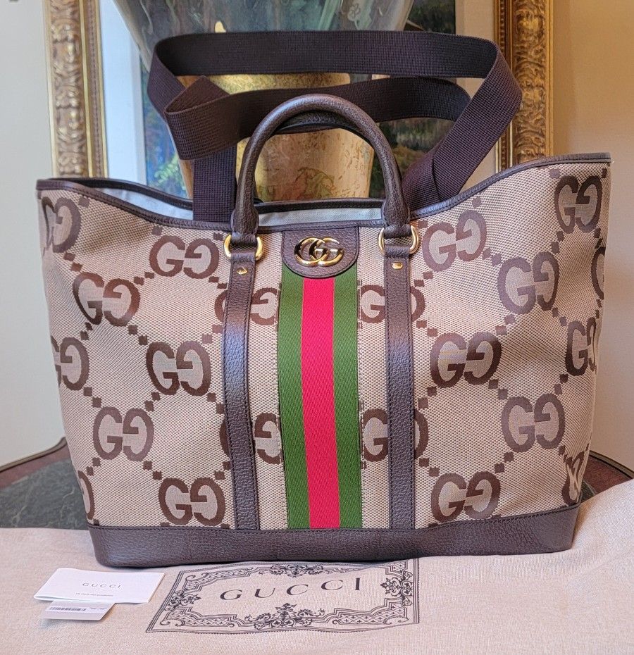 New Authentic GUCCI OPHIDIA JUMBO MONOGRAM WEB TOTE LARGE SIZE