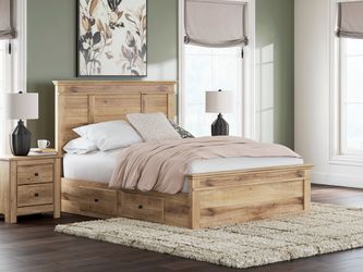 Makidern Tan Queen Panel Storage Bed