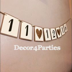 Wedding Date Banner, Engagement Pictures, Bridal Shower Banner