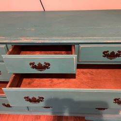 Dresser & Nightstand - Real Wood (Teal) 