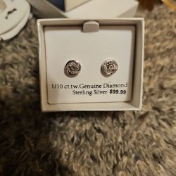 STERLING SILVER/DIAMOND 1/10 CT. TW EARRINGS 