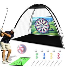 Complete 10x7ft Golf Training Kit - Includes Robust Hitting Net, Felt Batting Nets, 5 Solid & 8 Felt Balls, 8 Ball Tee, Hitting Mat - Ideal for Swing 