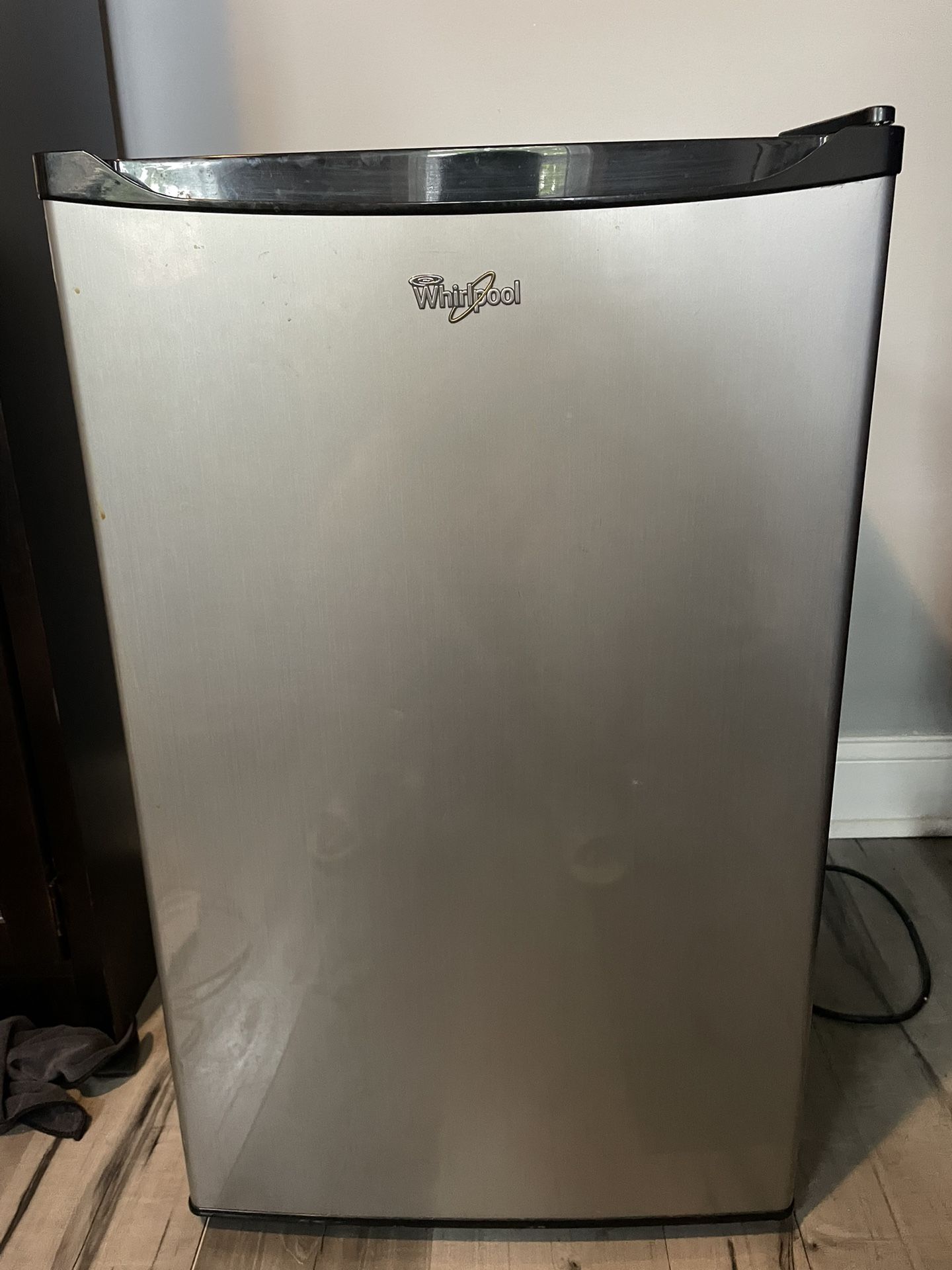MOVING SALE—Whirlpool 4.3 cu ft Mini Refrigerator Stainless Steel