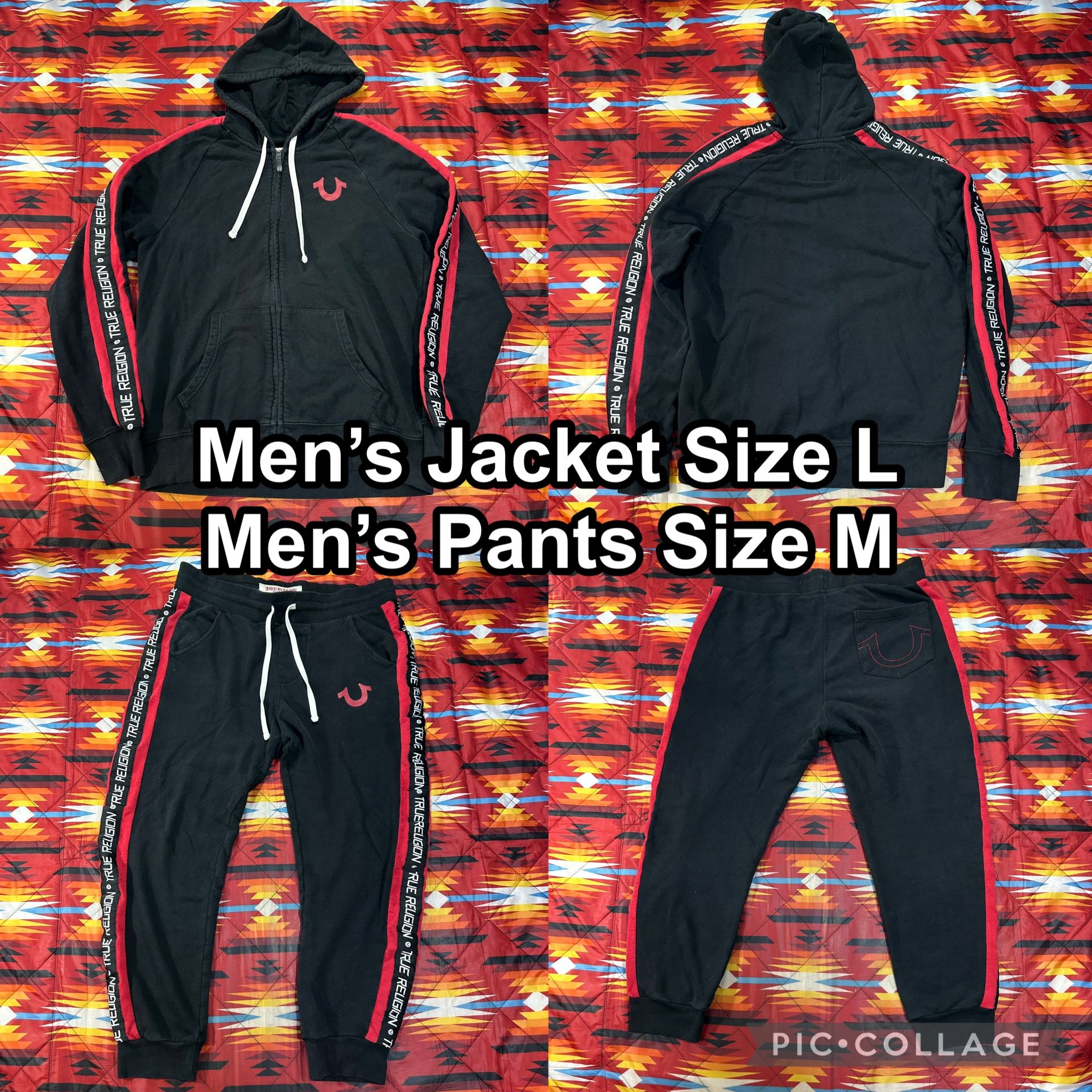 True Religion Track Suit Hoodie & Pants Red & Black Men’s Large & Medium