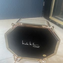 Antique Gold Glass Jewelry Box