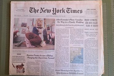 The New York Times “John Kennedy’s Plane Vanishes On Way to a Family Wedding” July 19,1999 Newspaper