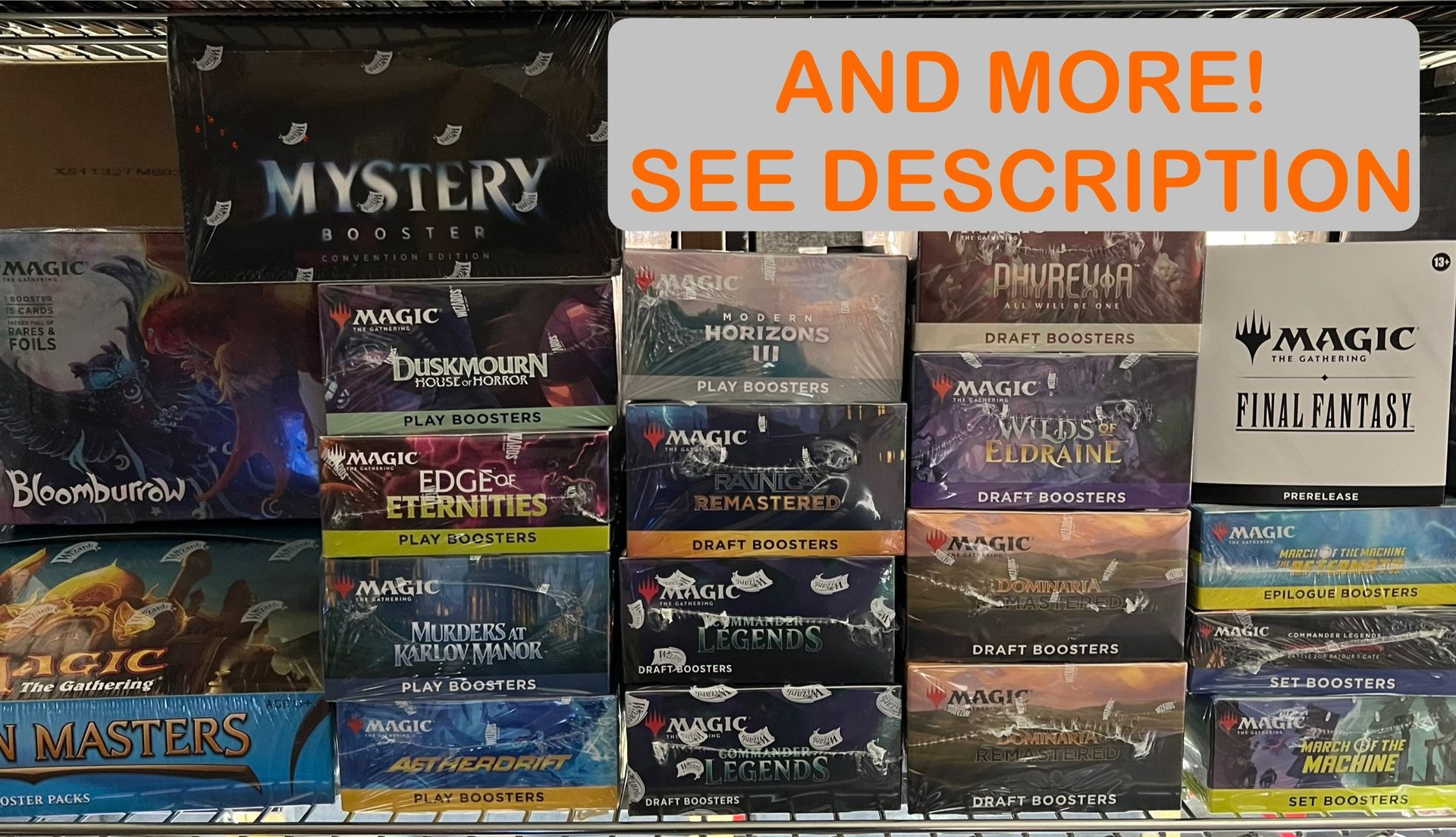 Sealed Magic The Gathering MTG Booster Boxes! Collector, Play, Set, Draft, and more.  Large selection available. See Description for items and prices.