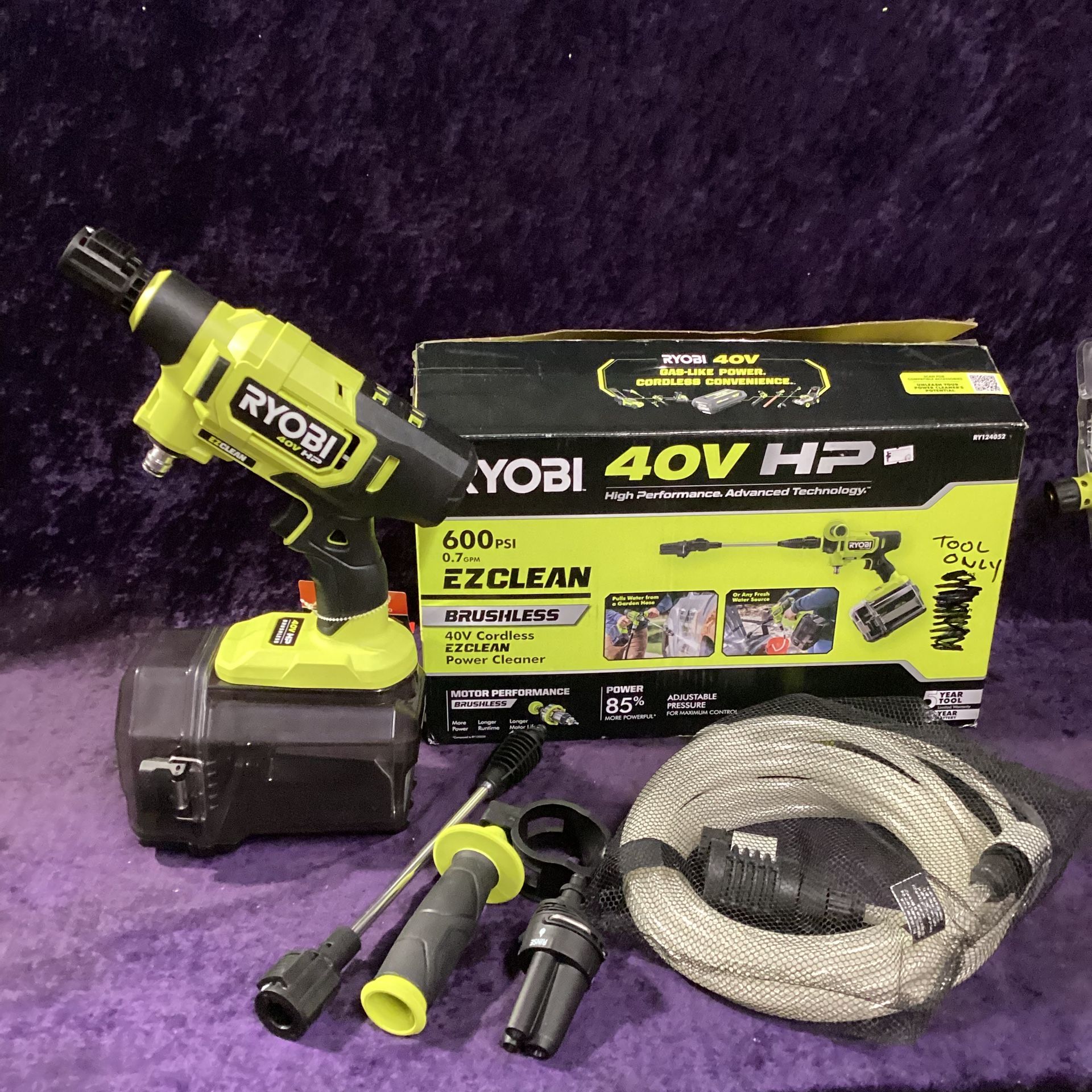 🧰🛠RYOBI 40V HP Brushless EZClean 600PSI/0.7GPM Cold Water Electric Power Cleaner NEW!(Tool-Only)-$70!🧰🛠