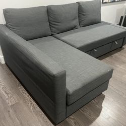 FRIHETEN IKEA Sleeper sectional, 3 seat w/storage, L Shaped Sofa Couch dark gray