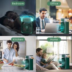 5 In 1 600ml Air Cooling Fan Portable Air Conditioner Fan Timed Air Cooling Fan with 7 Color Lights 5 Jets 3 Speeds 