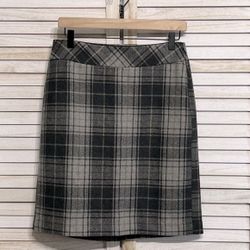 NWOT Eddie Bauer Wool Blend Grey Plaid Pencil Skirt Women’s 4
