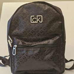 Calvin Klein Black Zipped Polyester Backpack Crossbody Logo Print Unisex.