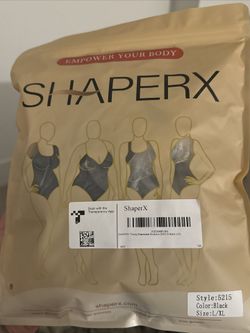 NIP SHAPERX Bodysuit Tummy Control Shapewear Thong Bodysuit L/XL Black