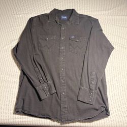 Wrangler Black Denim Western Shirt - Men’s XL Tall