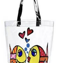 R.B. PVC CLEAR TOTE DEEPLY IN LOVE Romero Britto handbag purse shoulder bag 