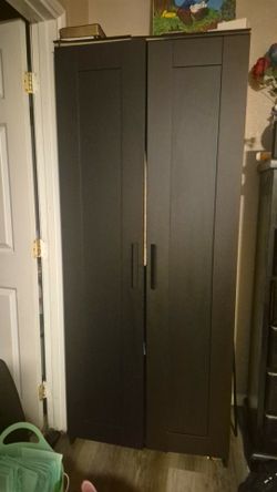 Black Double Door Wardrobe with Shelves