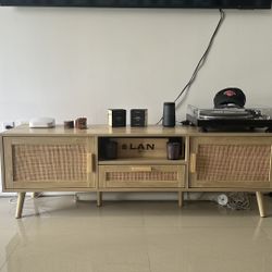 Rattan Low TV stand Like New